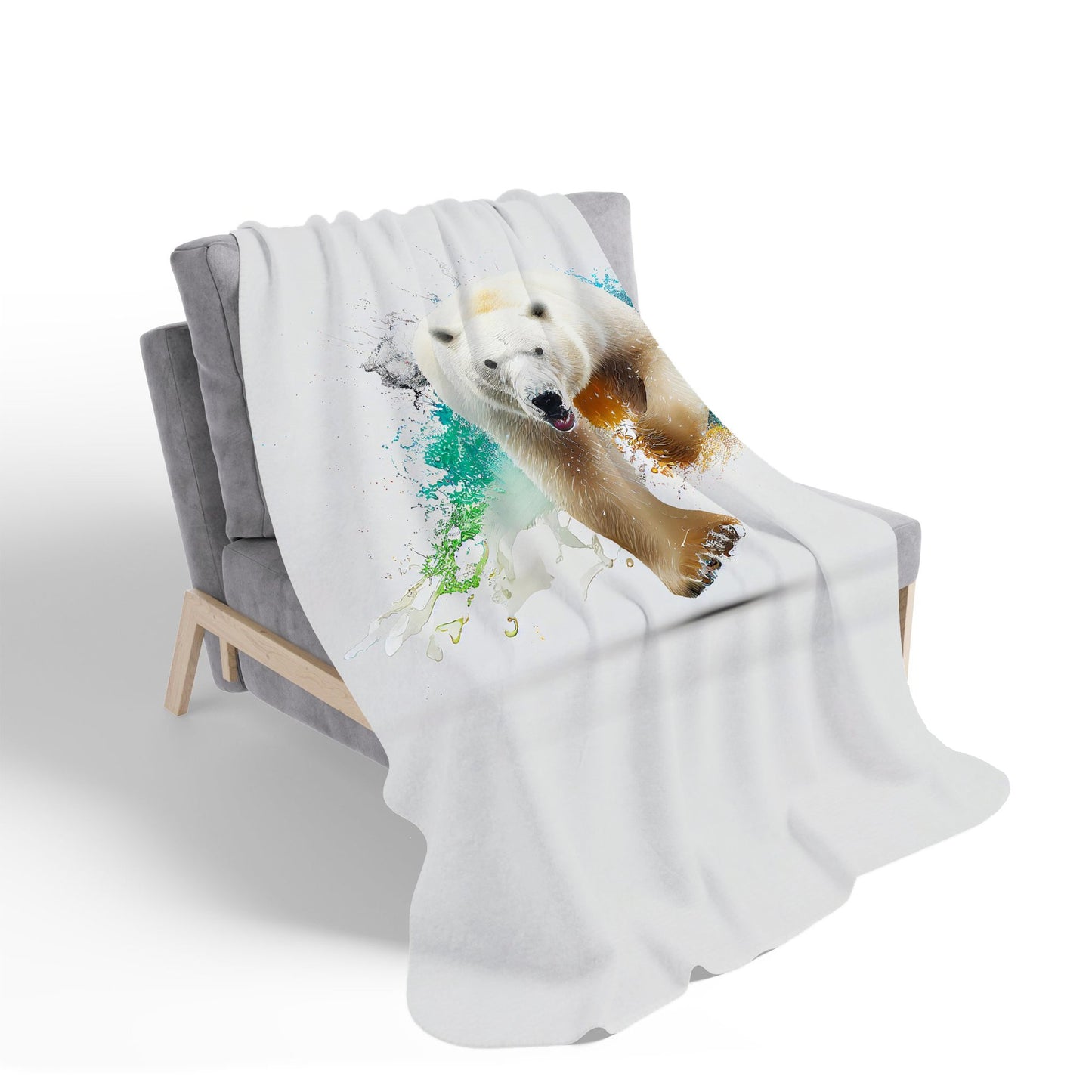 Charging Polar Bear Sherpa Blanket