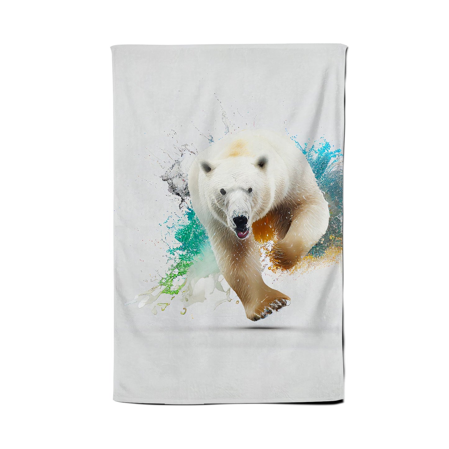 Charging Polar Bear Tea Towel