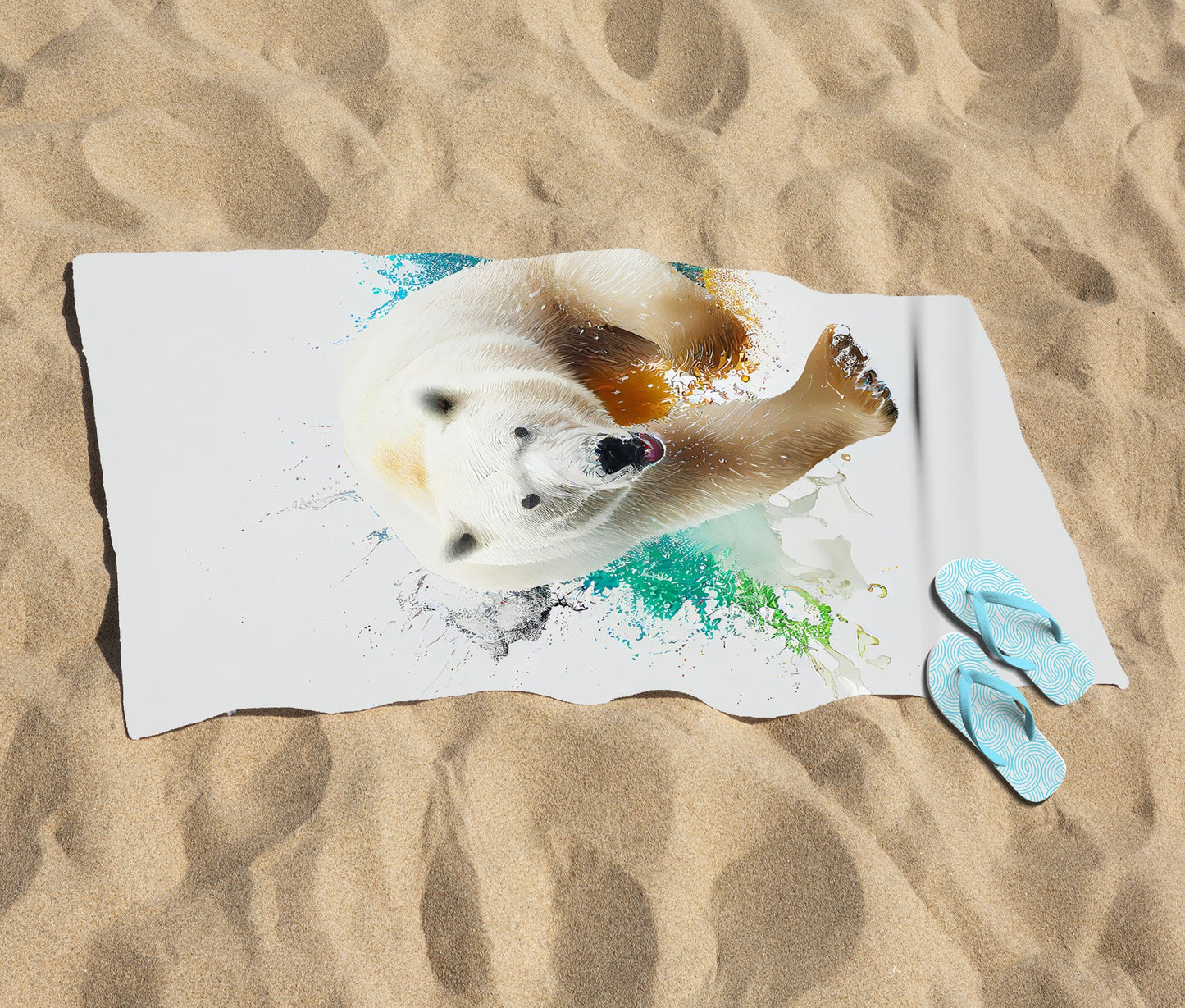 Charging Polar Bear Beach Towel