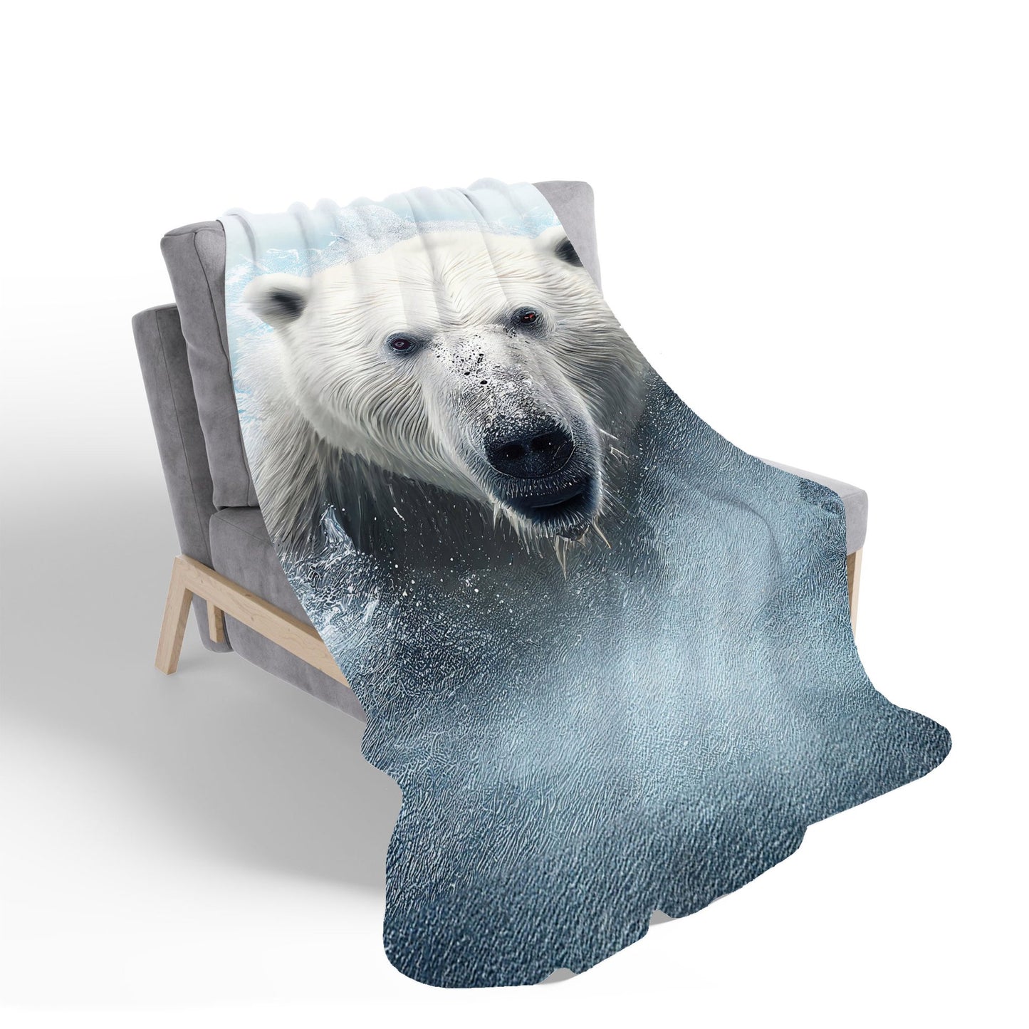 Polar Bear Splashart Sherpa Blanket