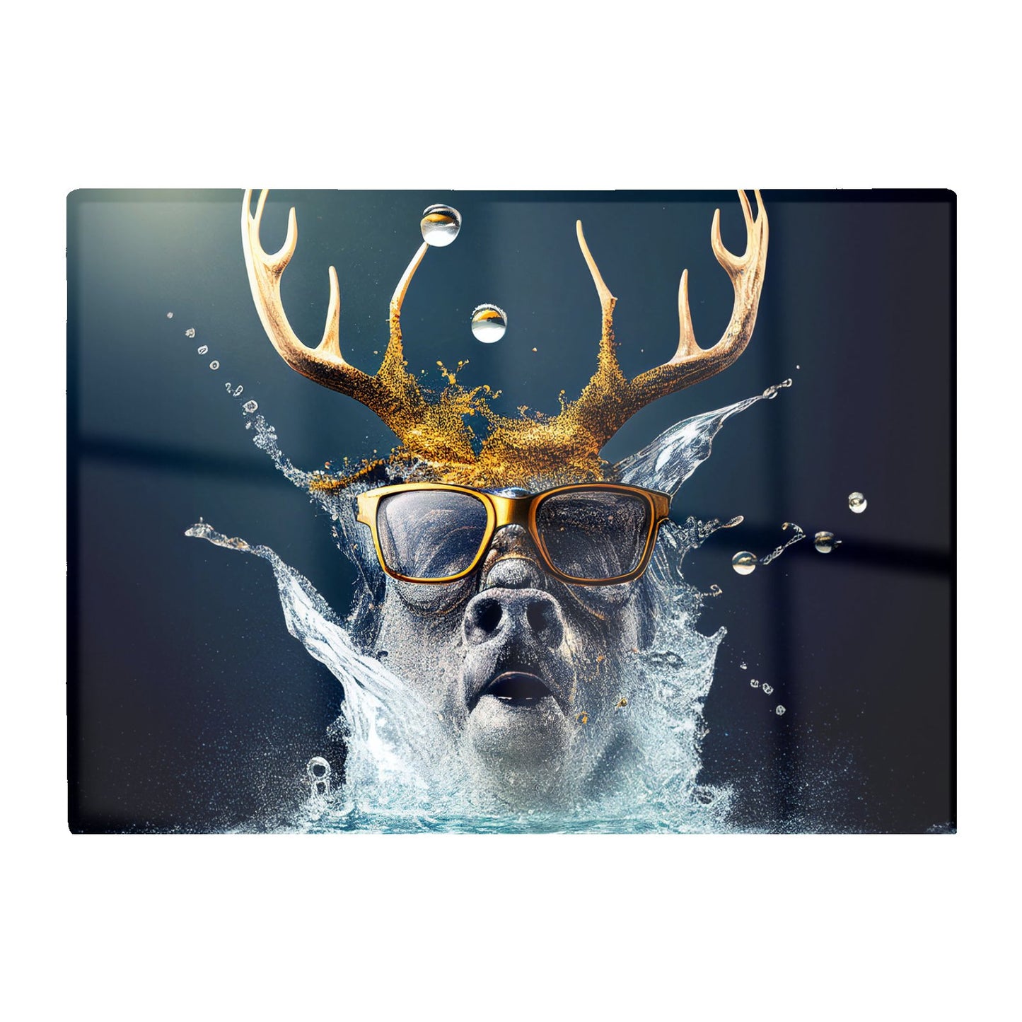 Stag With Glasses Splashart Glass Chopping Board