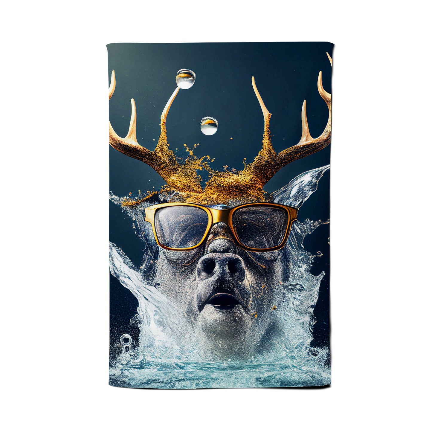Stag With Glasses Splashart Tea Towel