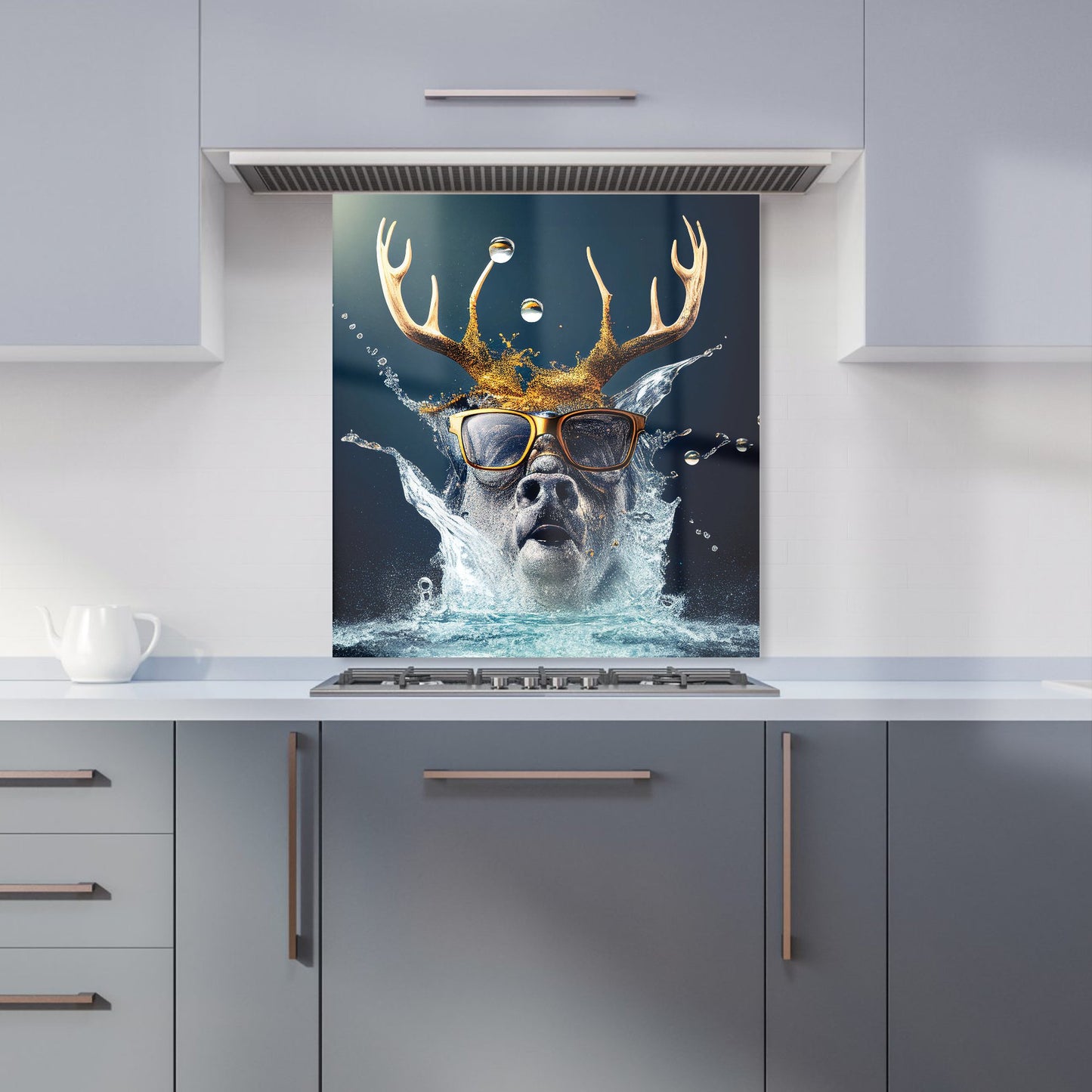 Stag With Glasses Splashart Kitchen Splashback
