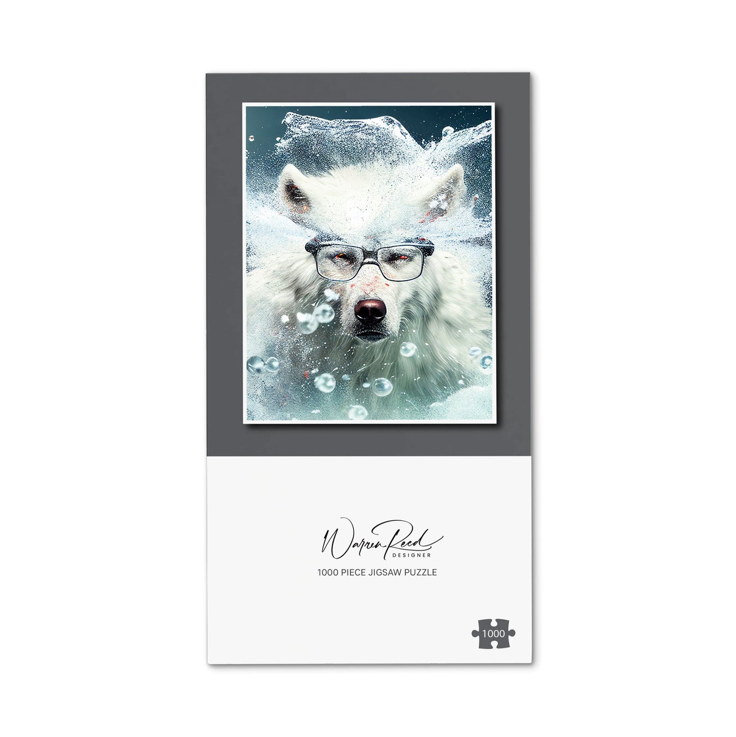 White Wolf With Glasses Splashart Jigsaw Puzzle