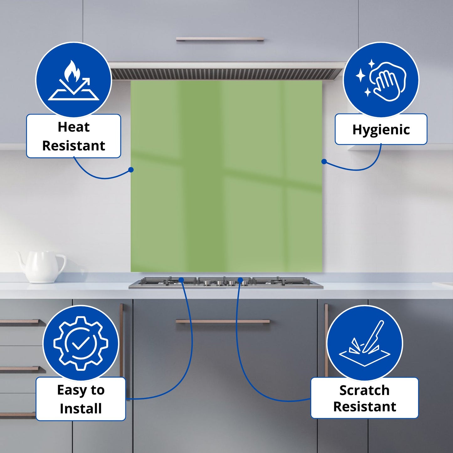 Thyme Green Kitchen Splashback