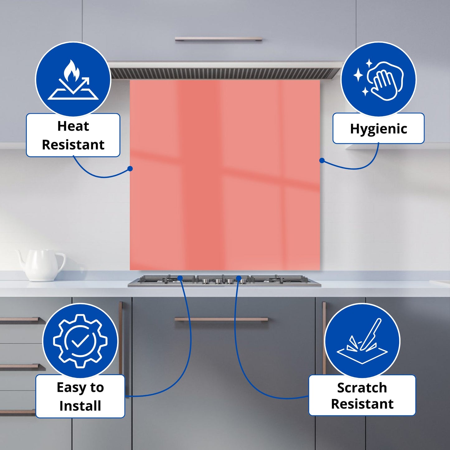 Coral Pink Kitchen Splashback