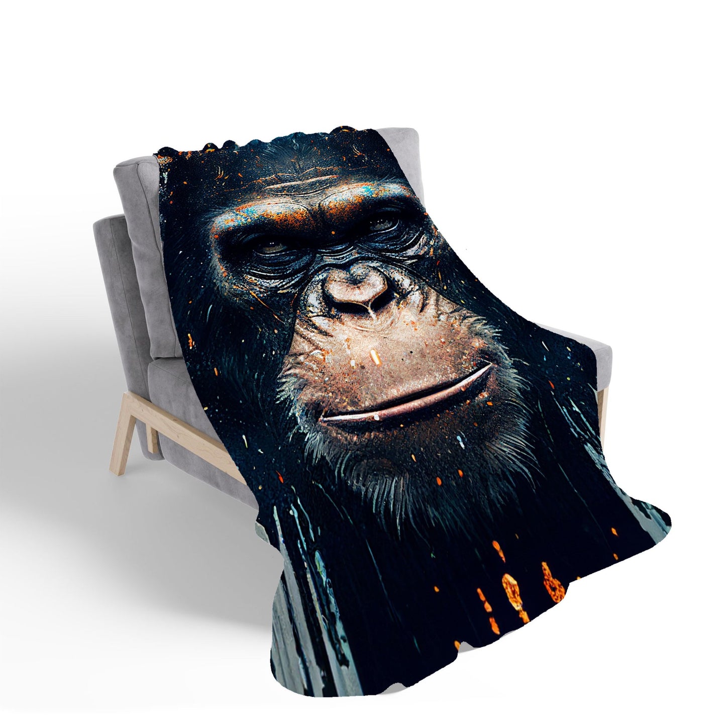 Gorilla Face Splashart Sherpa Blanket
