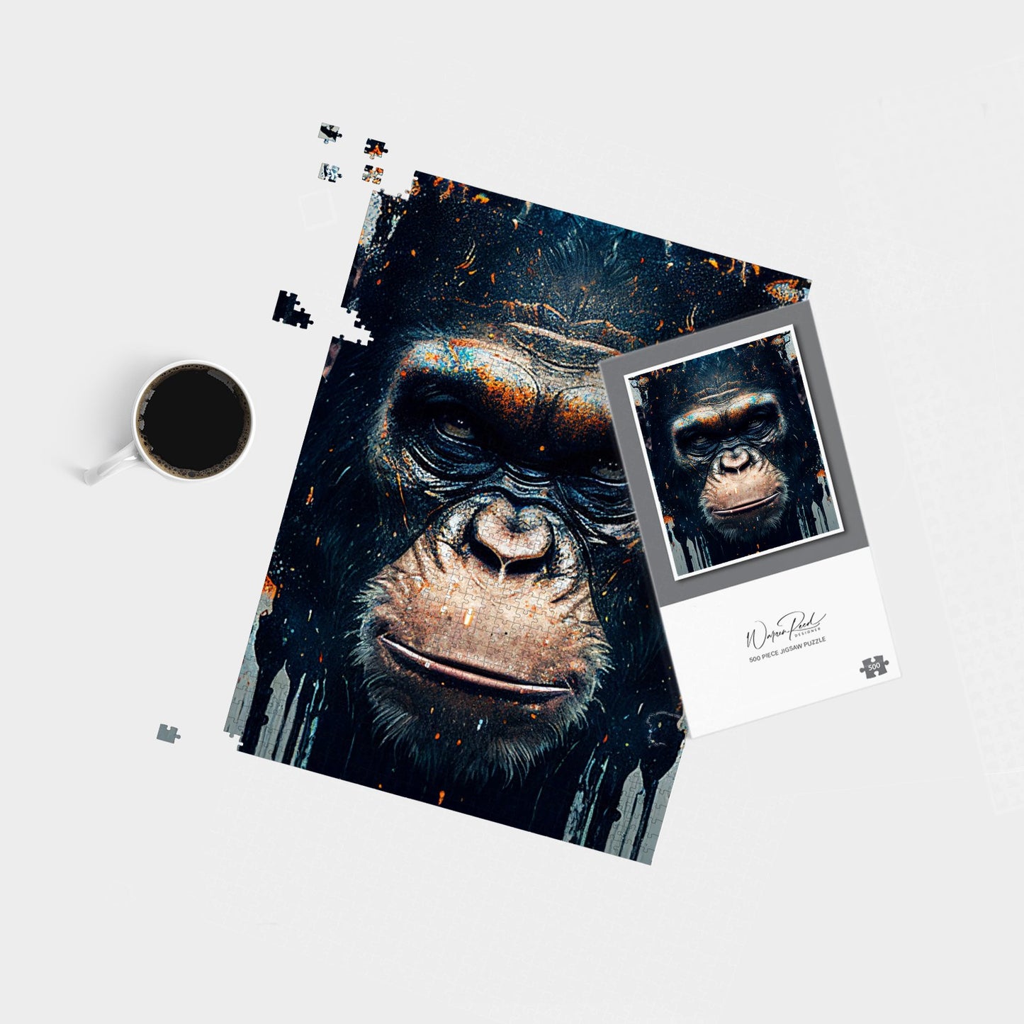 Gorilla Face Splashart Jigsaw Puzzle