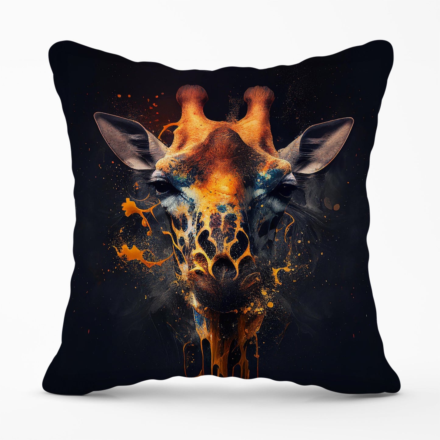 Golden Giraffe Face Splashart Cushions