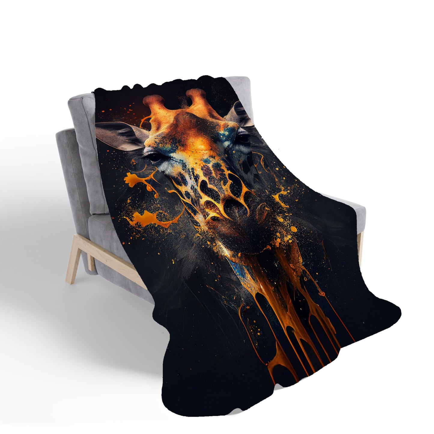 Golden Giraffe Face Splashart Sherpa Blanket