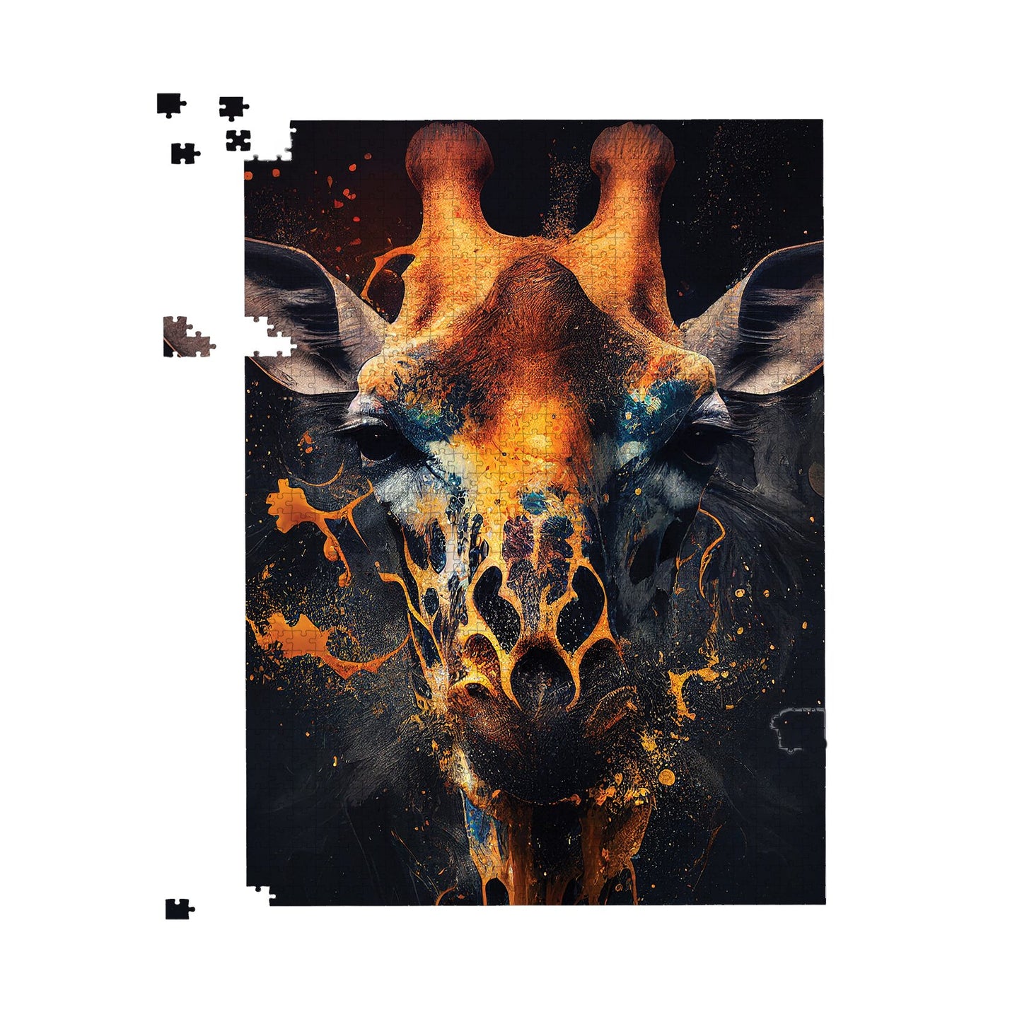 Golden Giraffe Face Splashart Jigsaw Puzzle