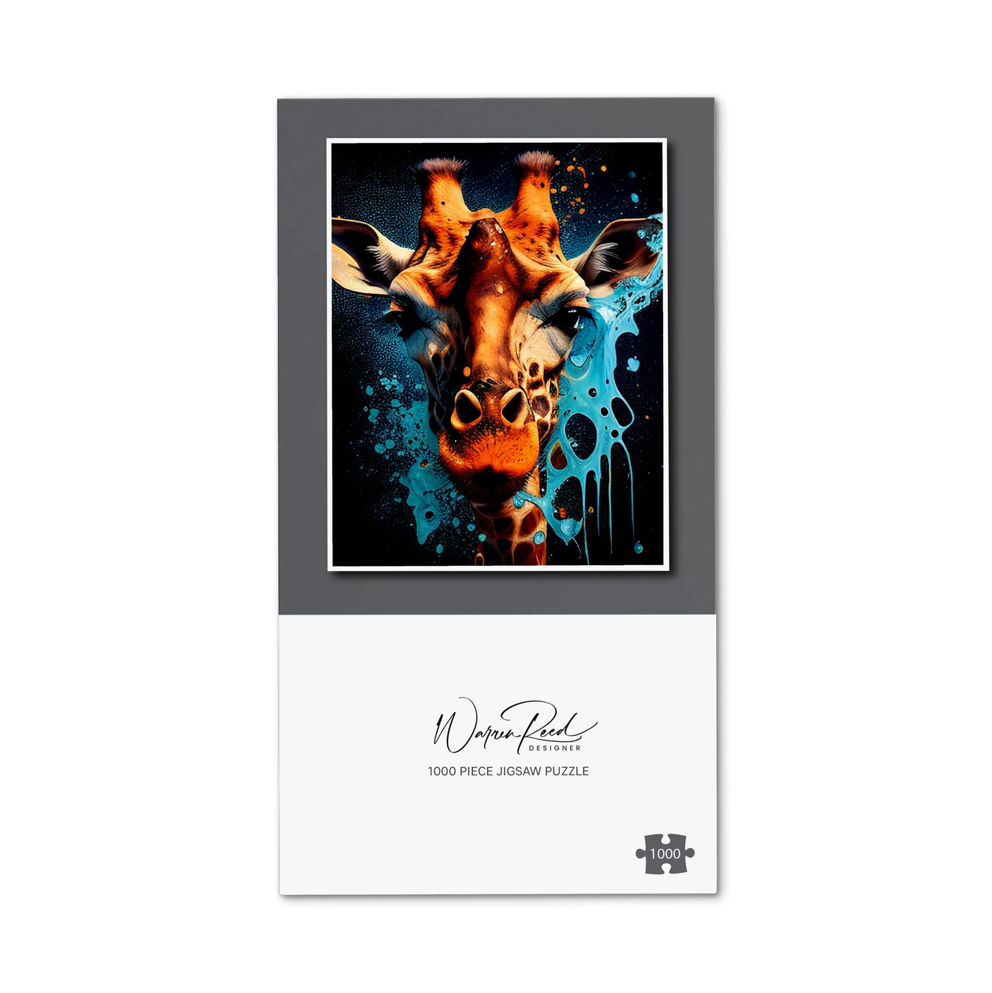 Blue Giraffe Face Splashart Jigsaw Puzzle