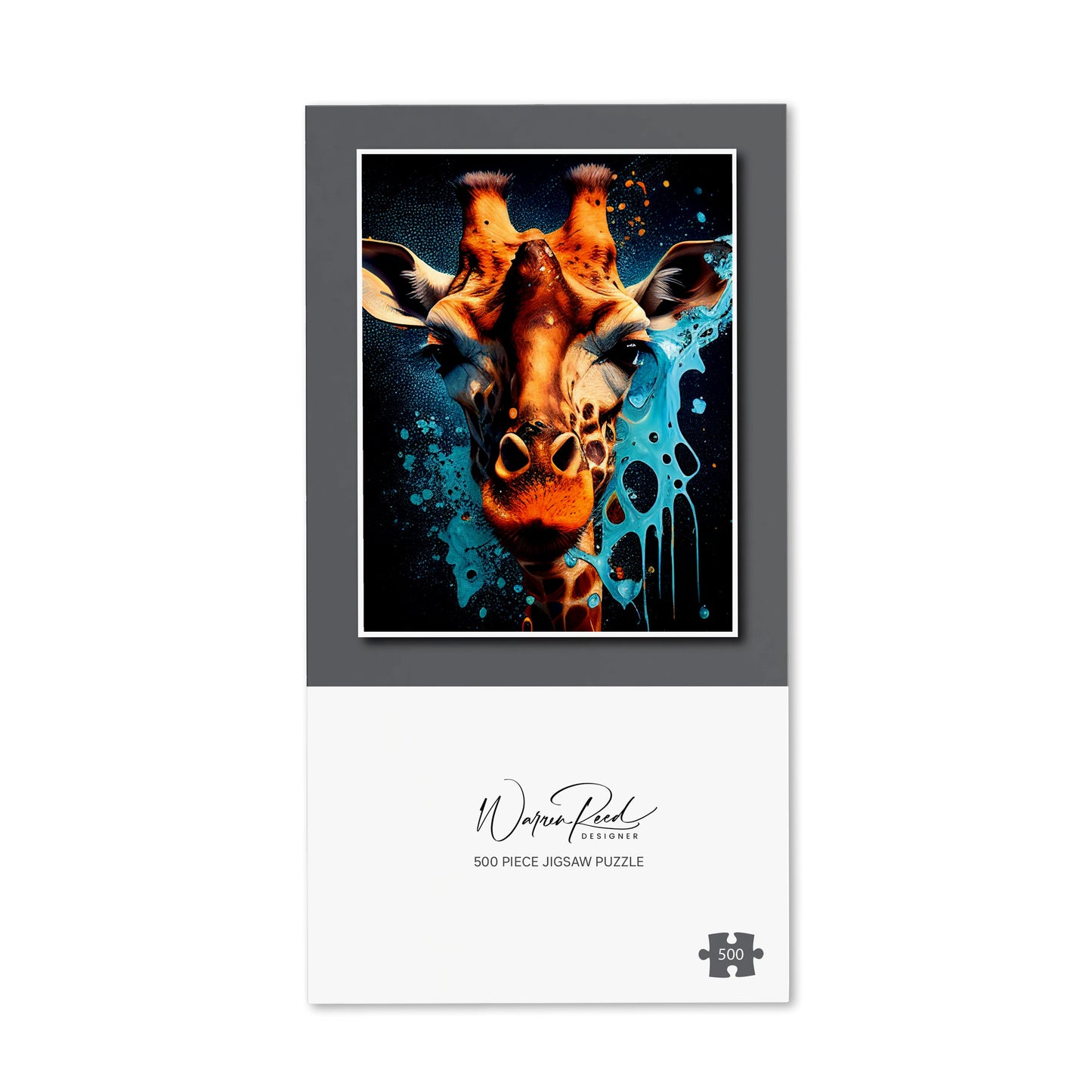 Blue Giraffe Face Splashart Jigsaw Puzzle