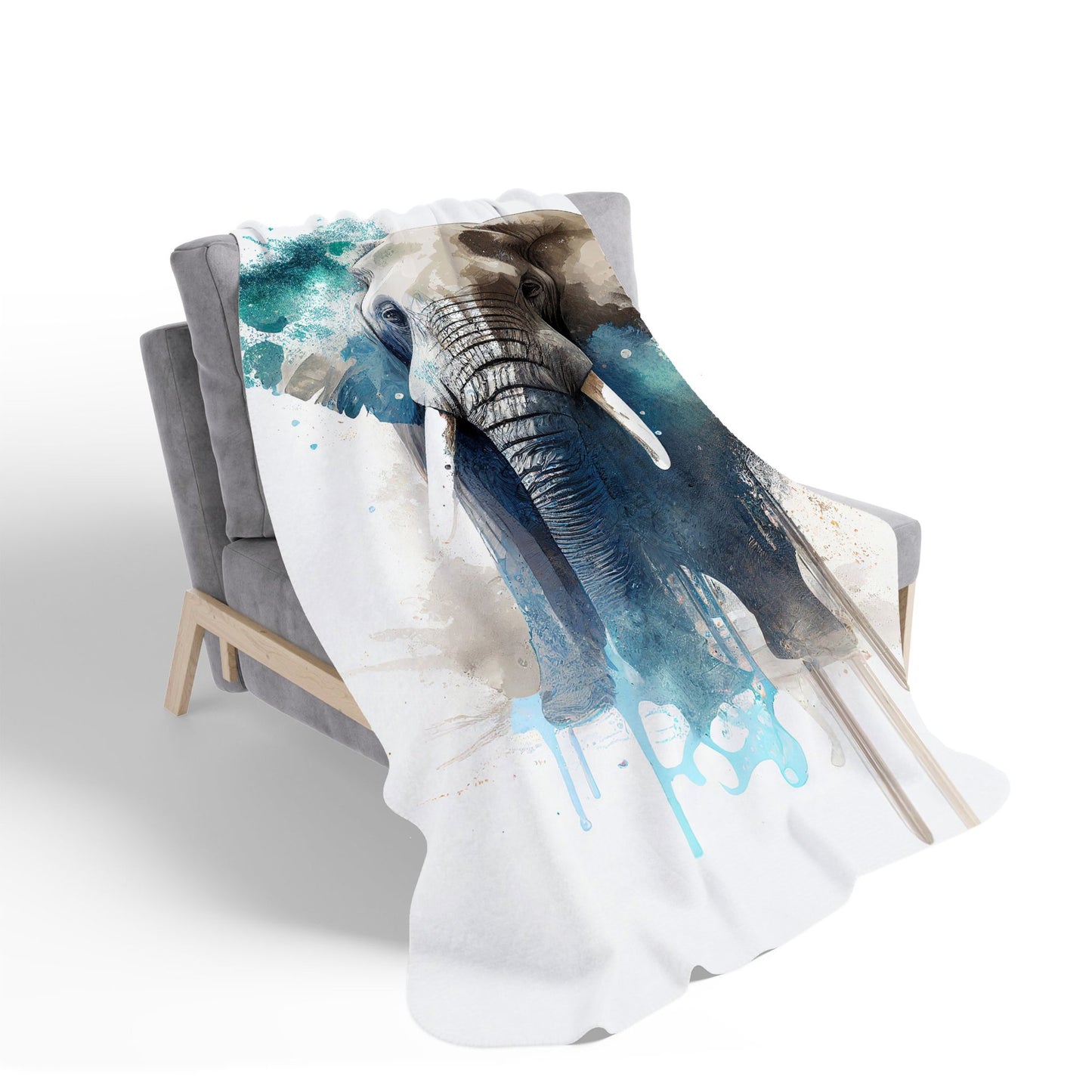 Majestic Elephant Splashart Sherpa Blanket