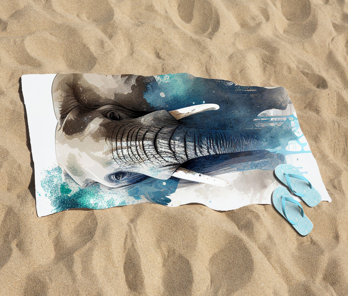 Majestic Elephant Splashart Beach Towel