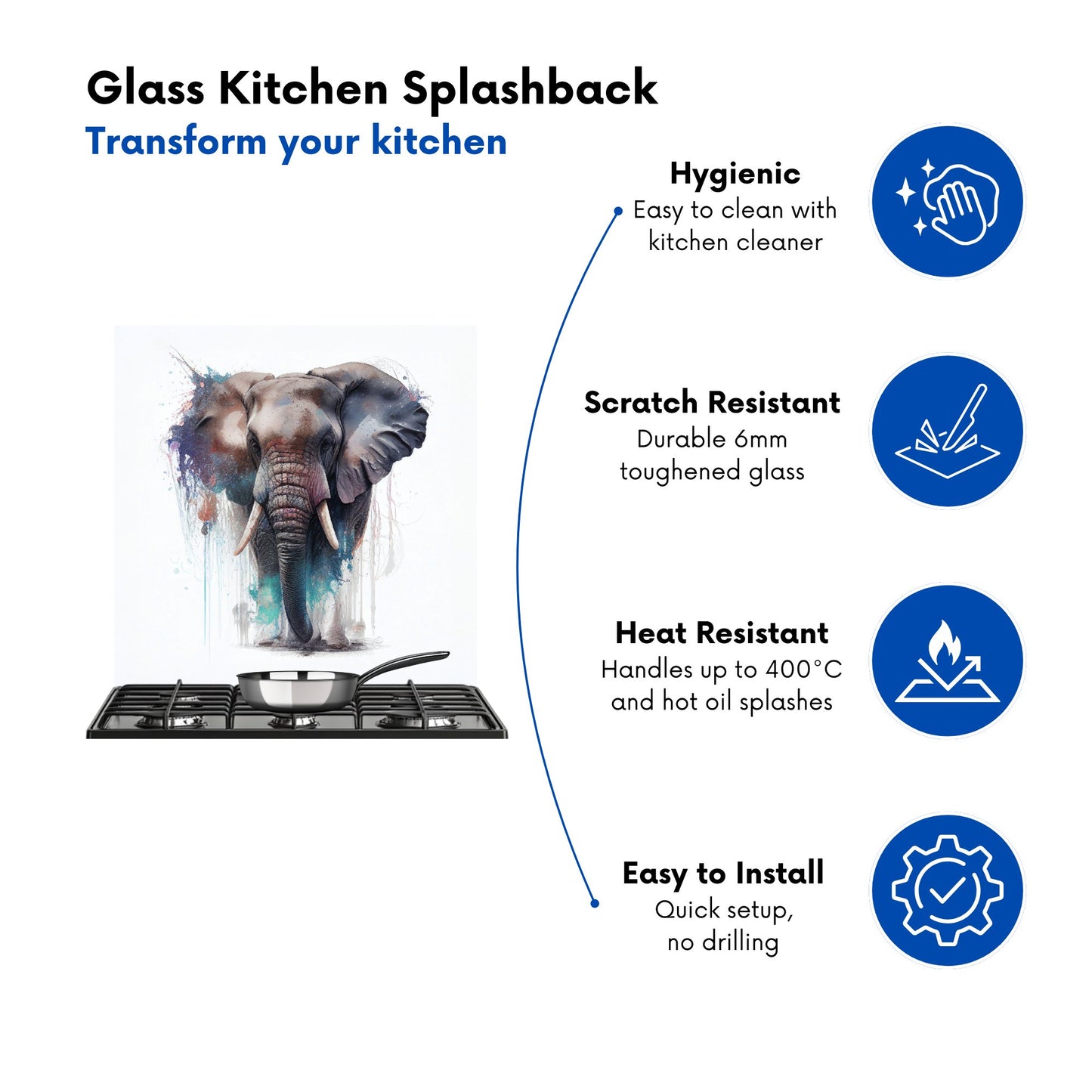 Elephant Splashart Kitchen Splashback