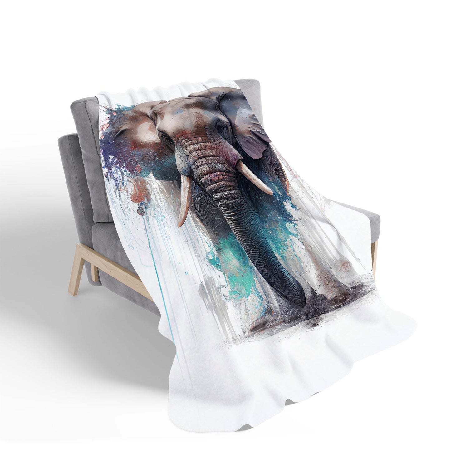 Elephant Splashart Sherpa Blanket