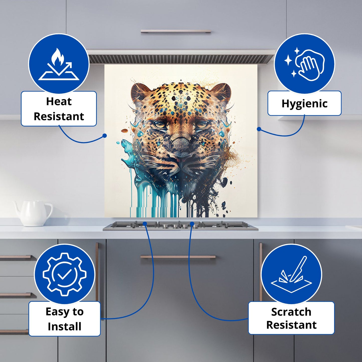 Leapoard Face Splashart, Light Background Kitchen Splashback