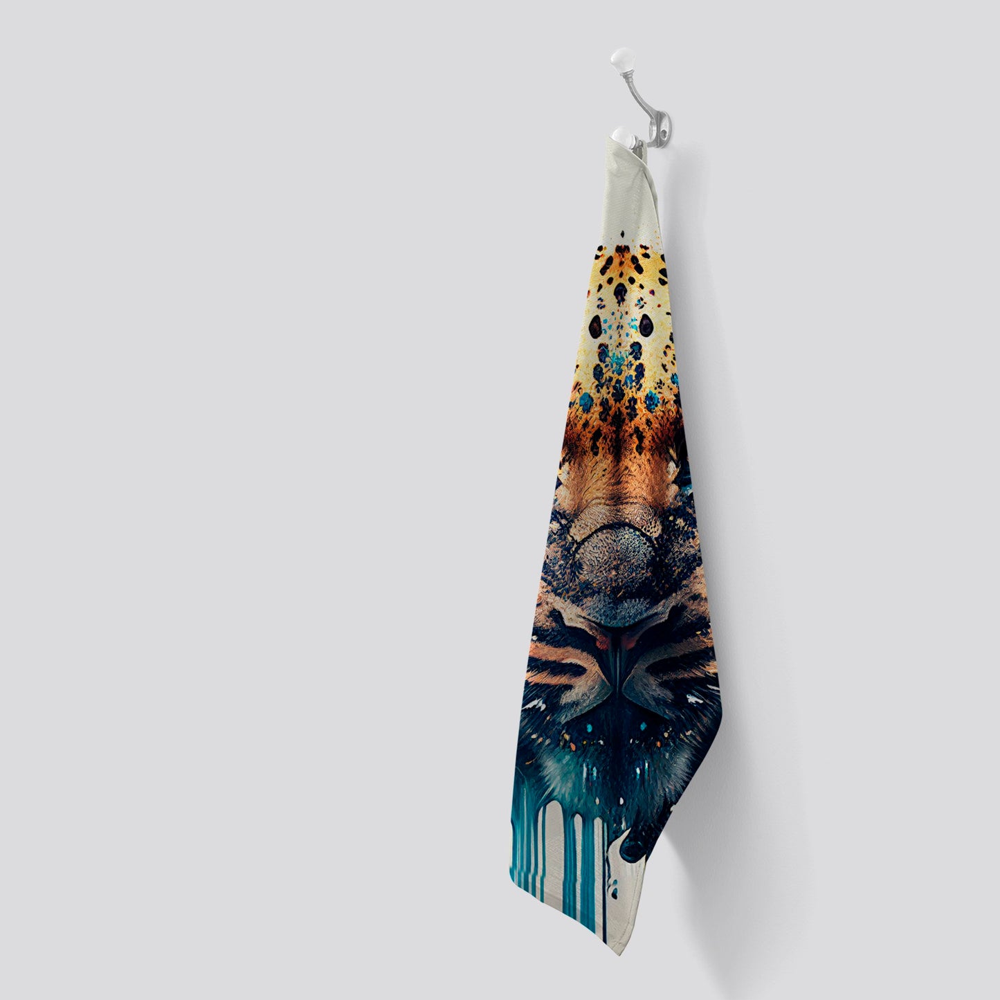 Leapoard Face Splashart On Light Background Tea Towel