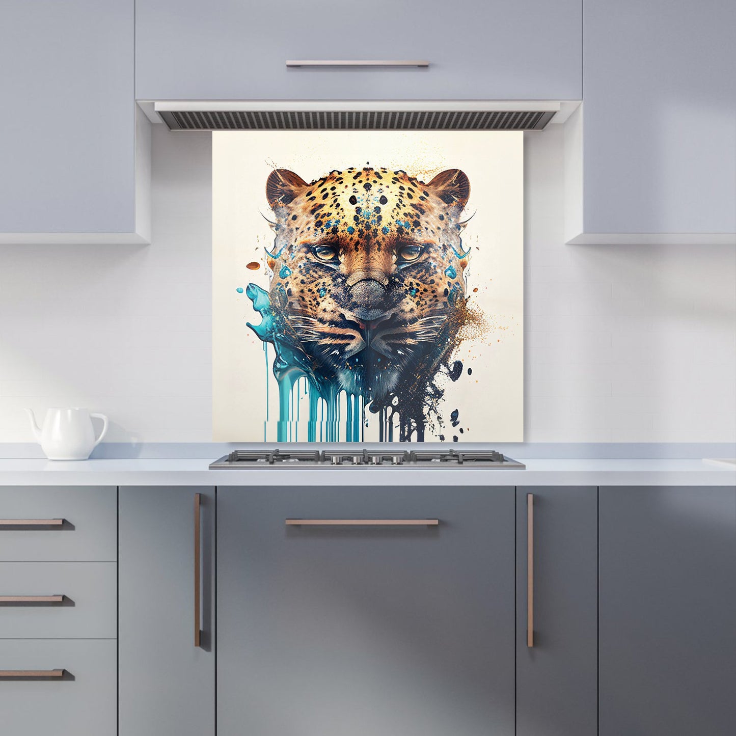 Leapoard Face Splashart, Light Background Kitchen Splashback