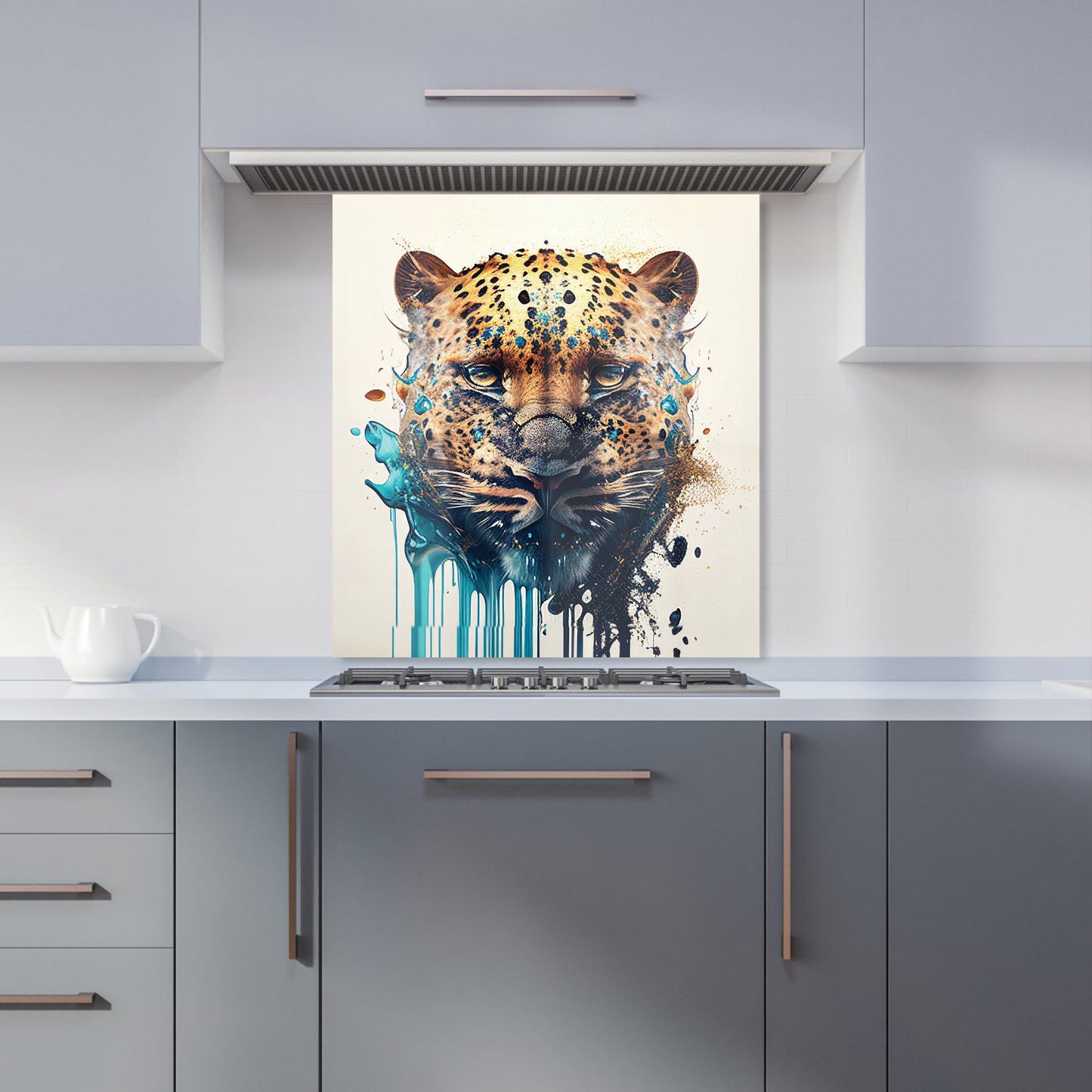 Leapoard Face Splashart, Light Background Kitchen Splashback