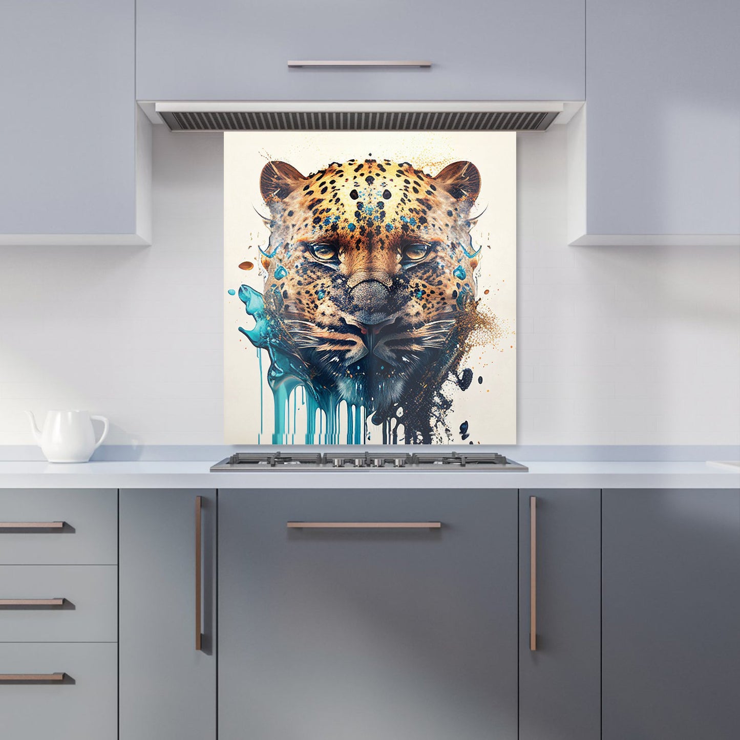 Leapoard Face Splashart, Light Background Kitchen Splashback