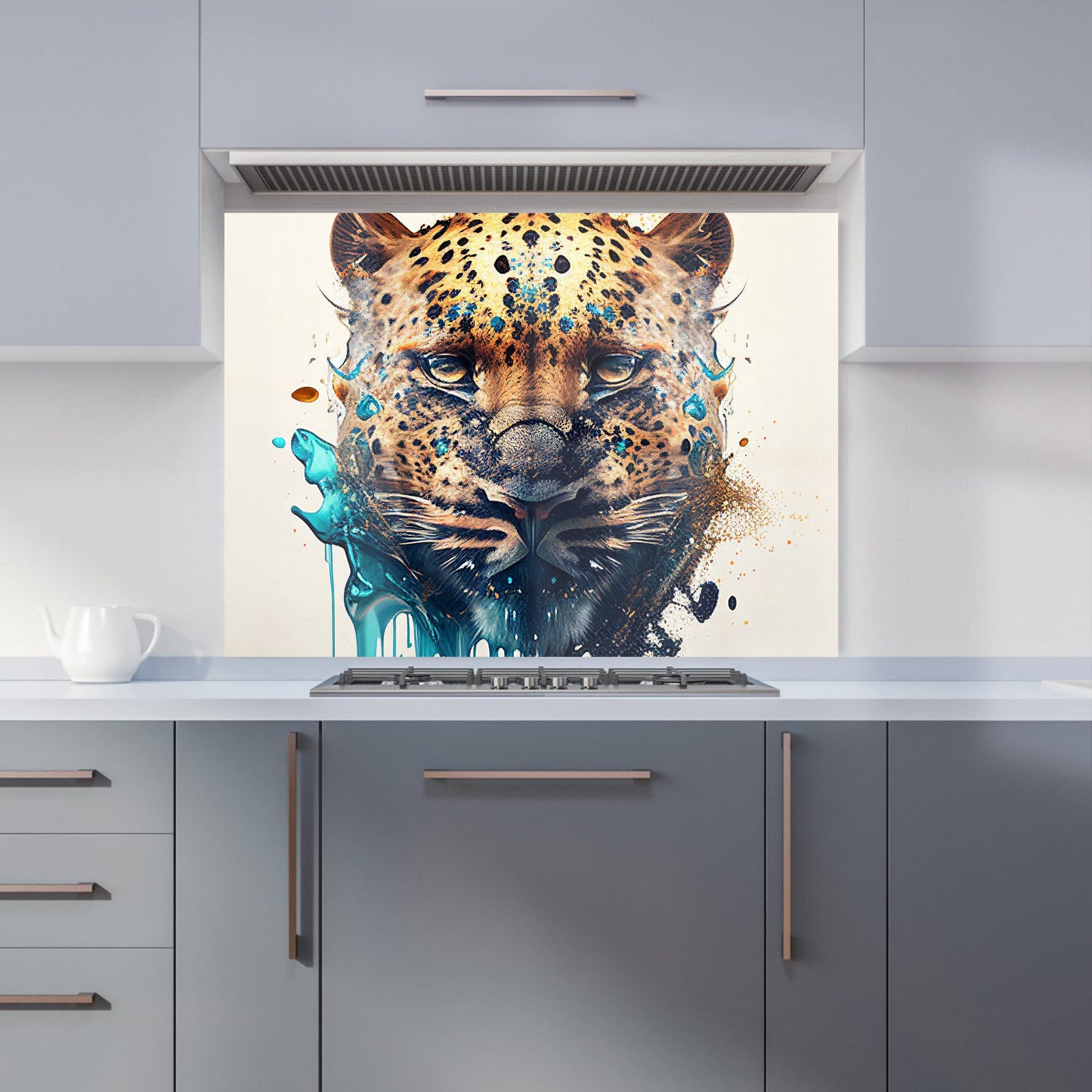 Leapoard Face Splashart, Light Background Kitchen Splashback