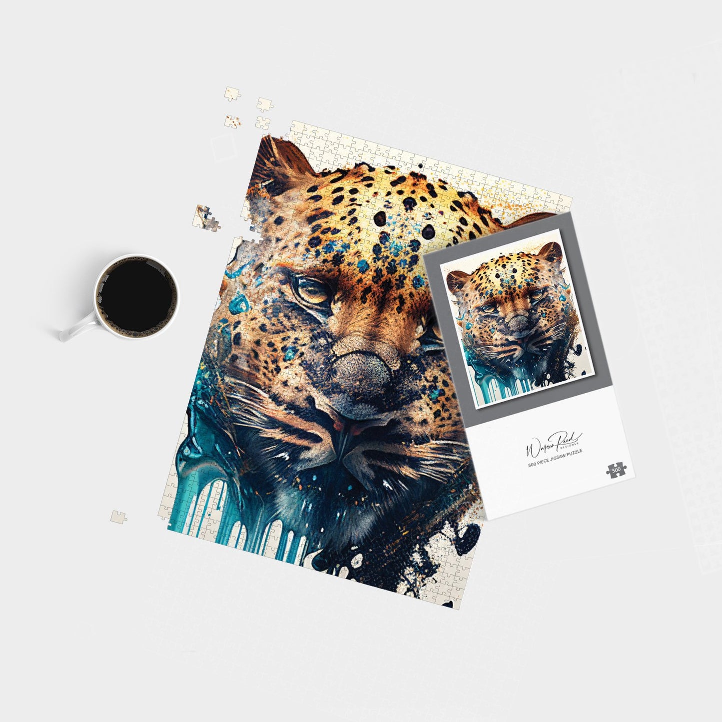Leapoard Face Splashart, Light Background Jigsaw Puzzle