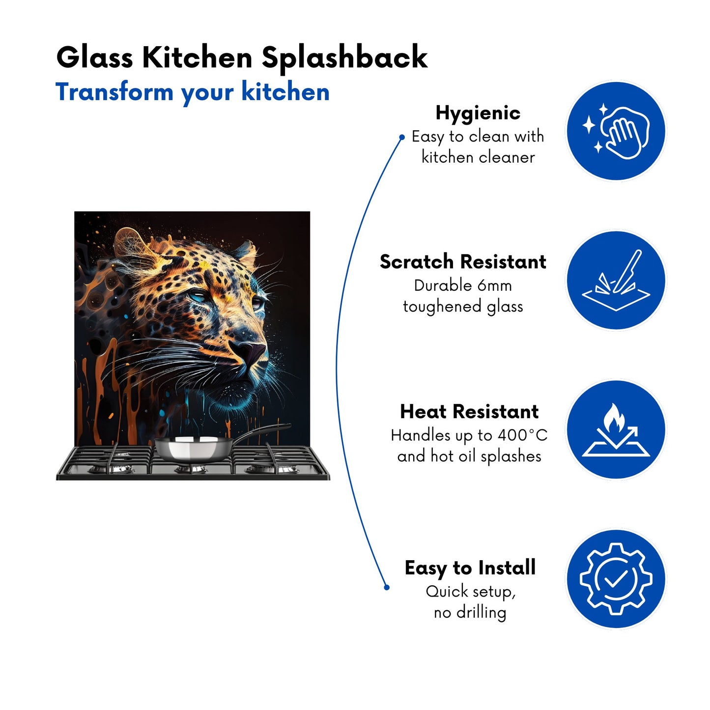 Leapoard Face Splashart, Dark Background Kitchen Splashback