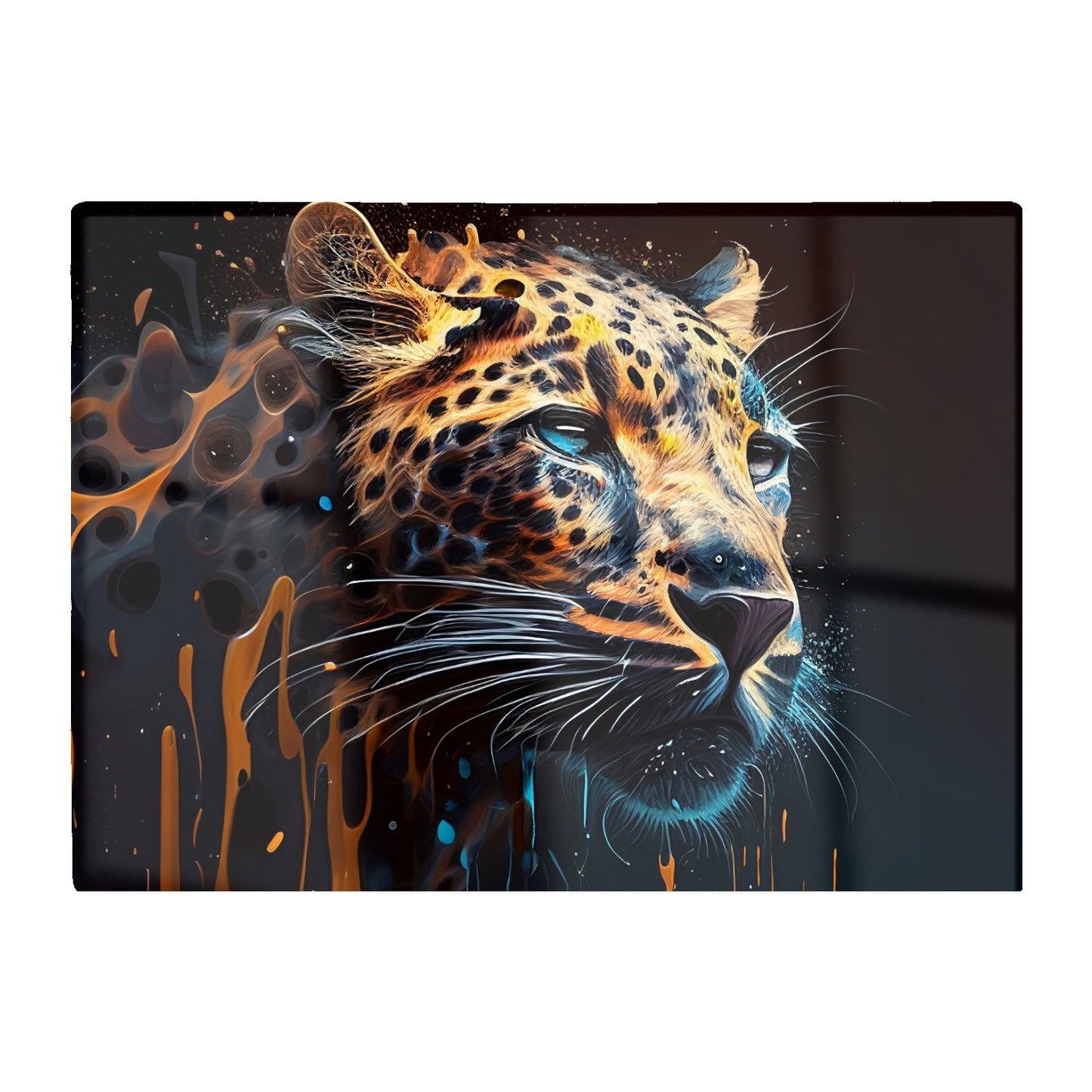 Leapoard Face Splashart Dark Background Glass Chopping Board