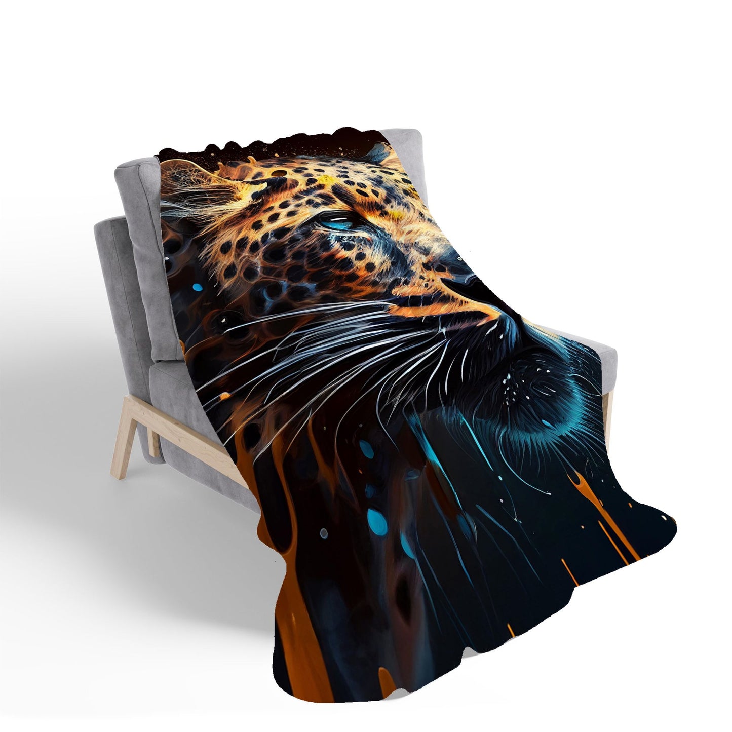 Leapoard Face Splashart, Dark Background Sherpa Blanket