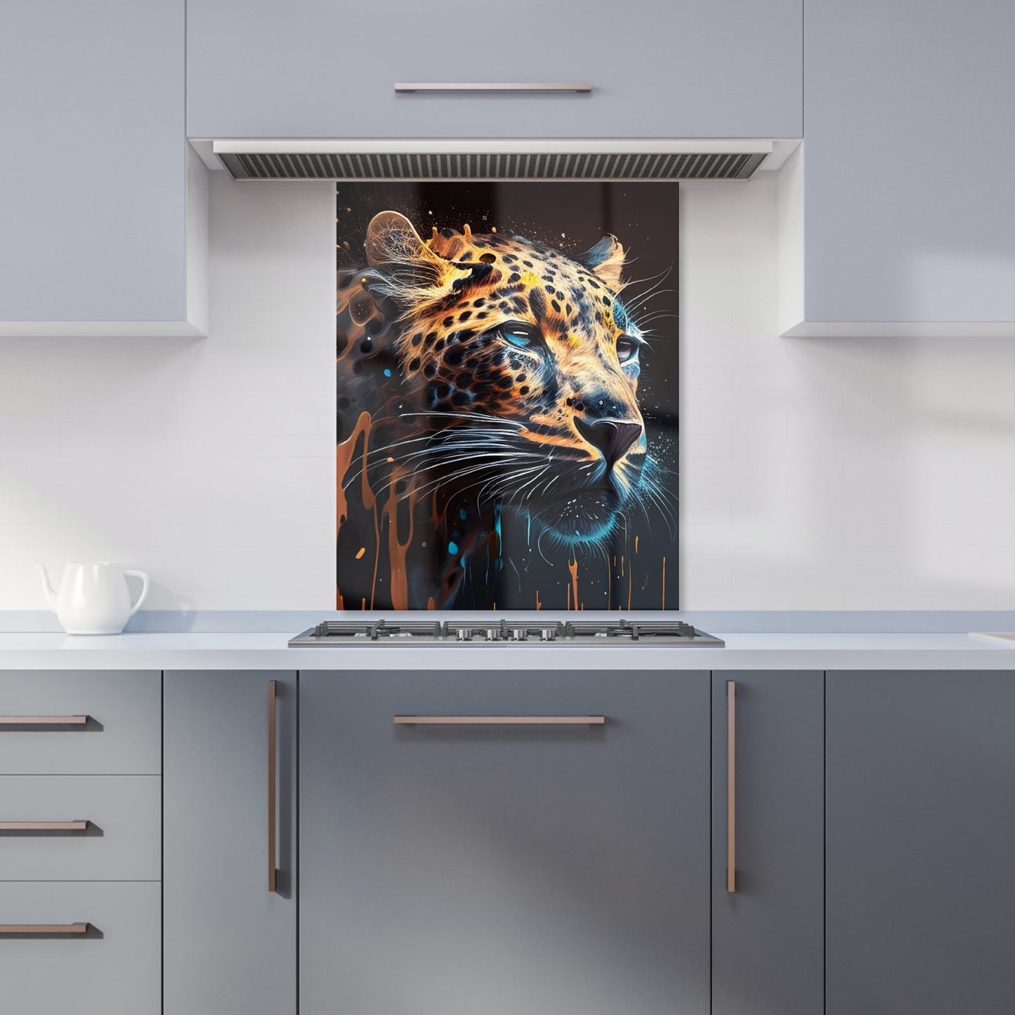 Leapoard Face Splashart, Dark Background Kitchen Splashback