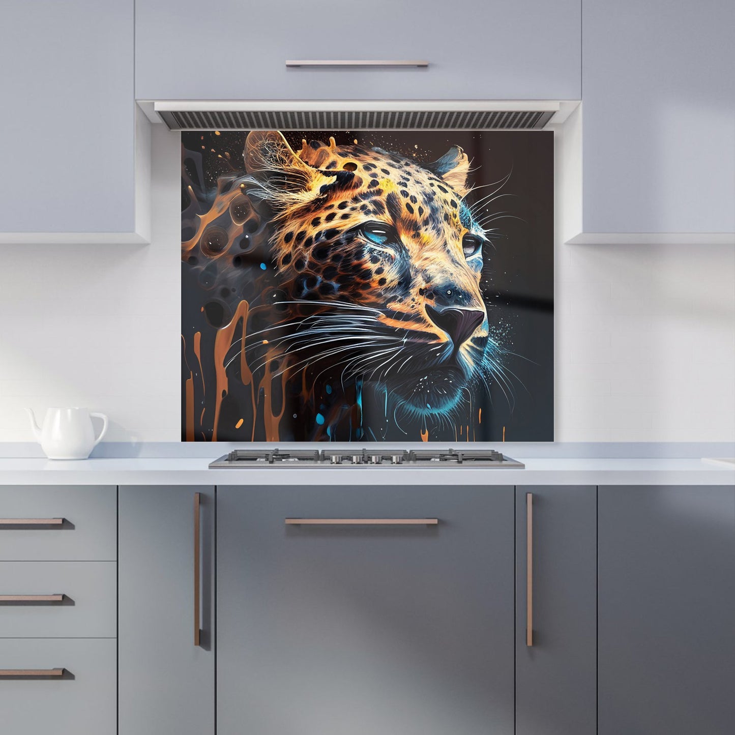 Leapoard Face Splashart, Dark Background Kitchen Splashback