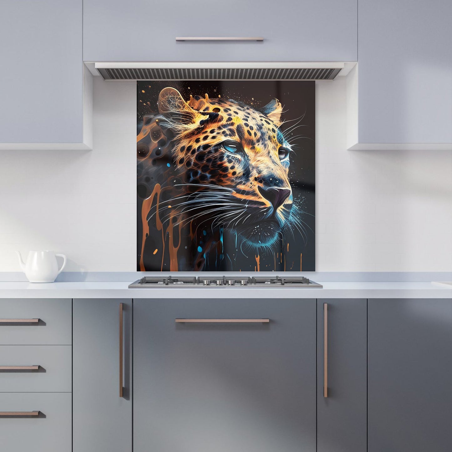 Leapoard Face Splashart, Dark Background Kitchen Splashback