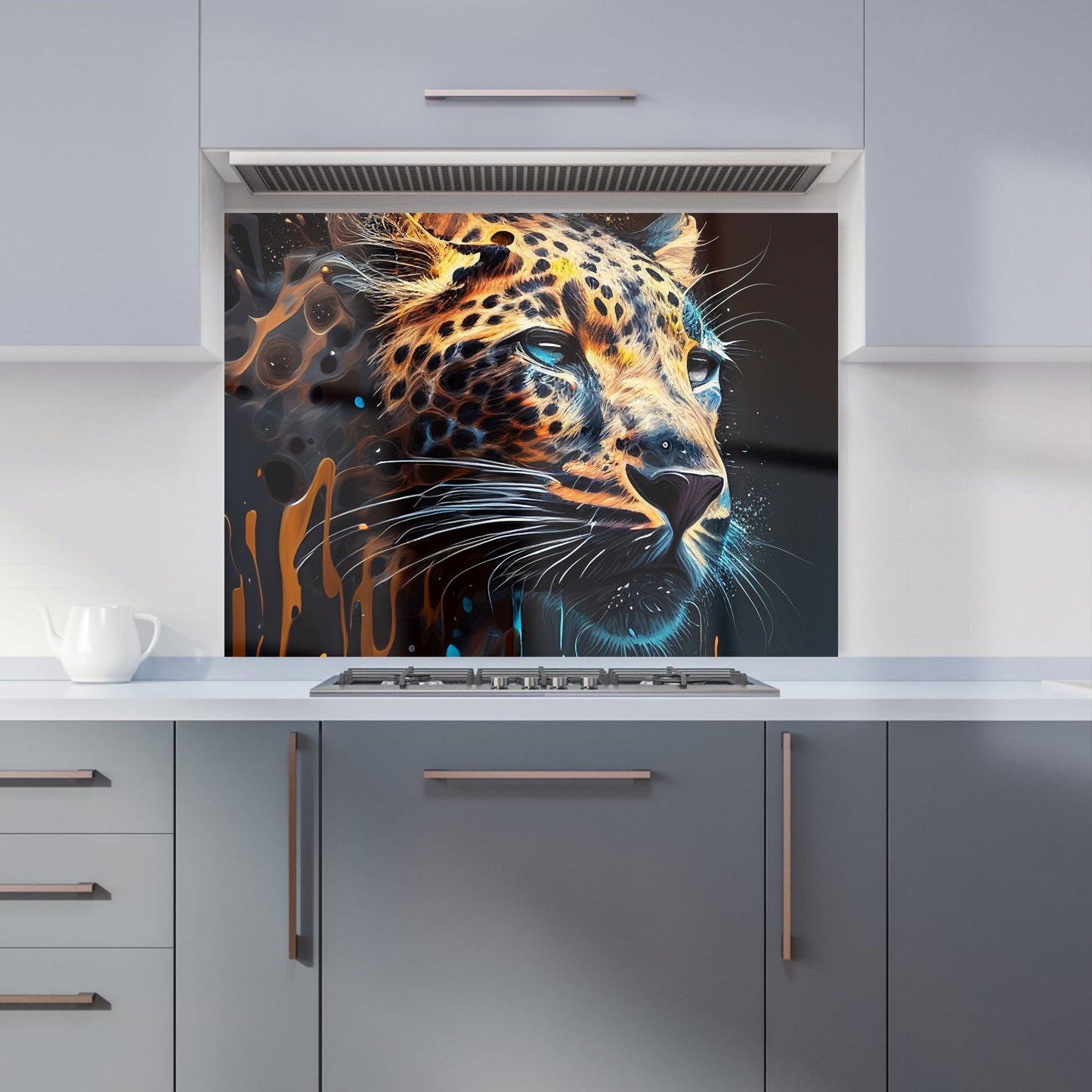 Leapoard Face Splashart, Dark Background Kitchen Splashback