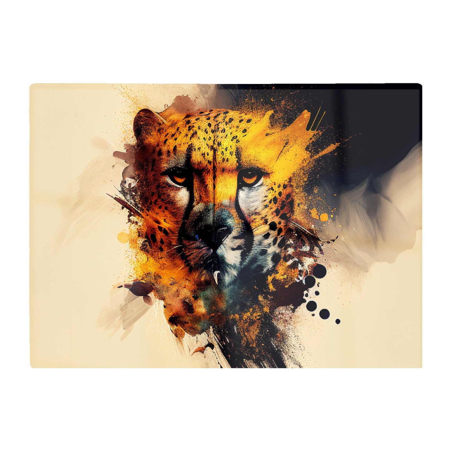 Cheetah Face Splashart Glass Chopping Board