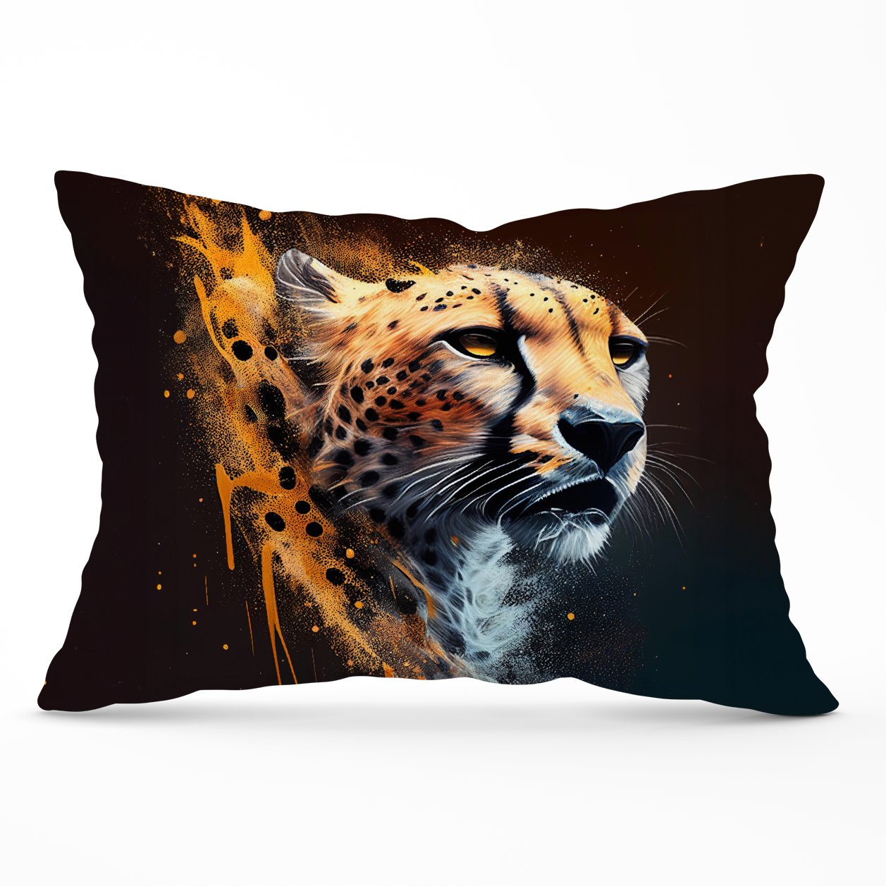 Cheetah Face Splashart Dark Background Cushions