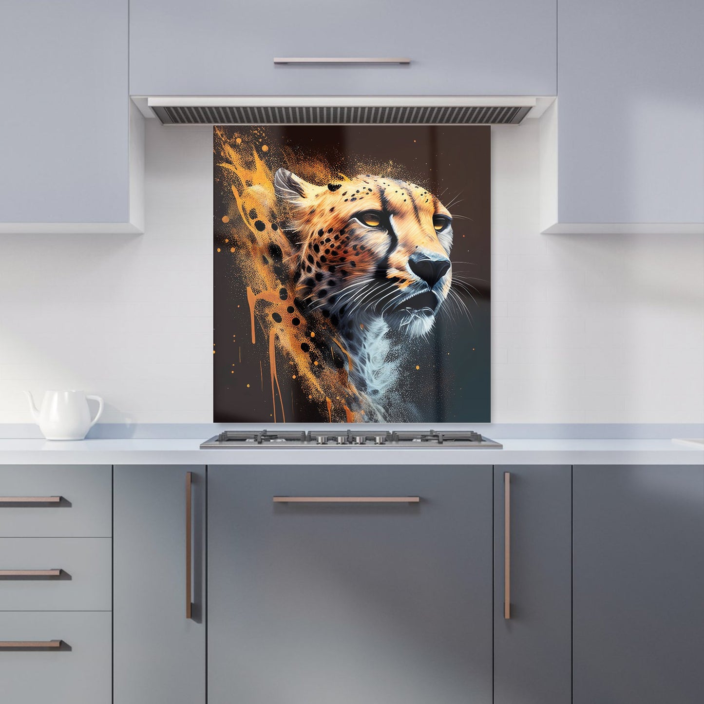 Cheetah Face Splashart Dark Background Kitchen Splashback