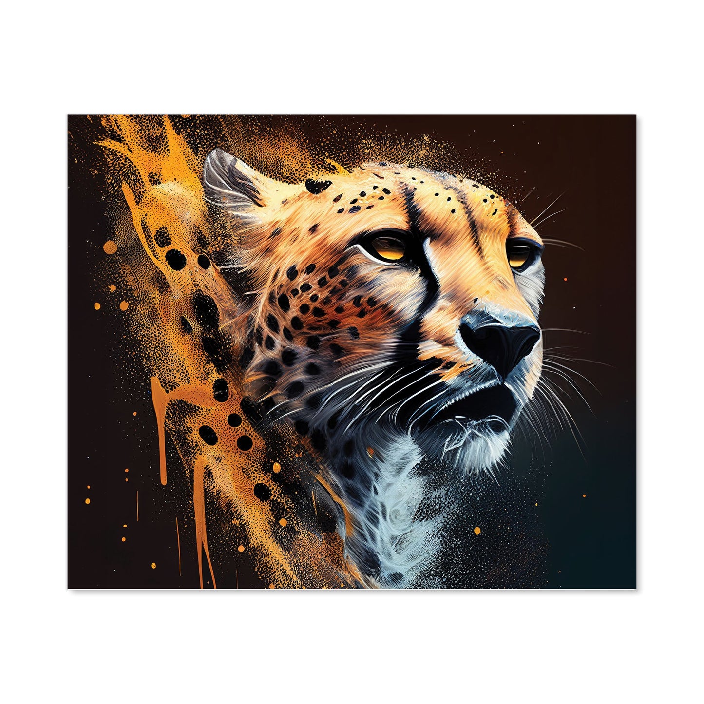 Cheetah Face Splashart Dark Background Kitchen Splashback