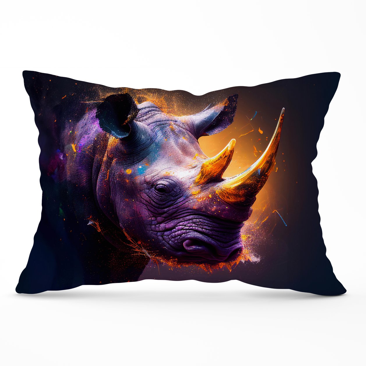 Golden Rhino Face Splashart Cushions