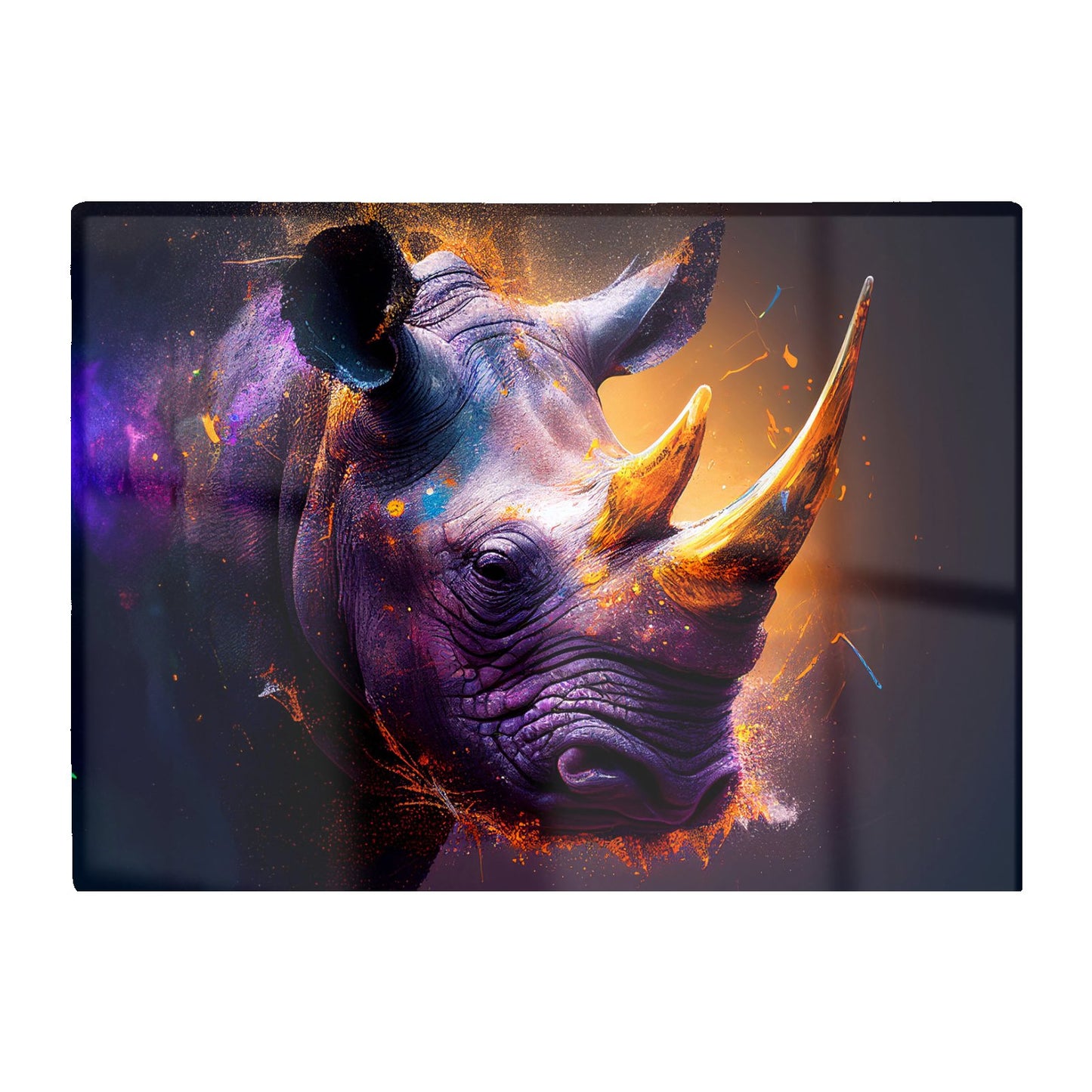 Golden Rhino Face Splashart Glass Chopping Board