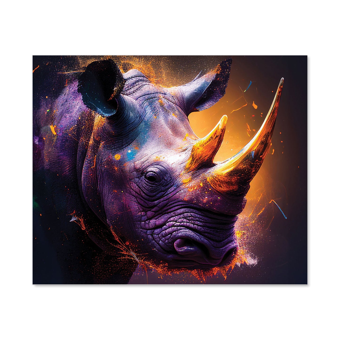 Golden Rhino Face Splashart Kitchen Splashback