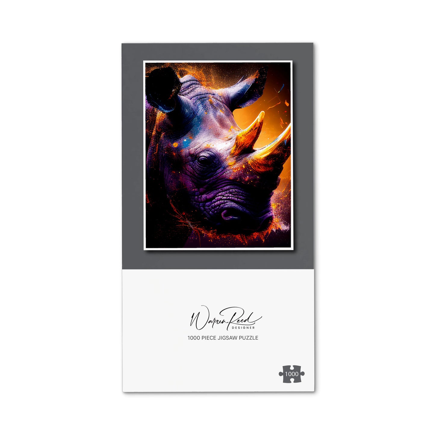 Golden Rhino Face Splashart Jigsaw Puzzle