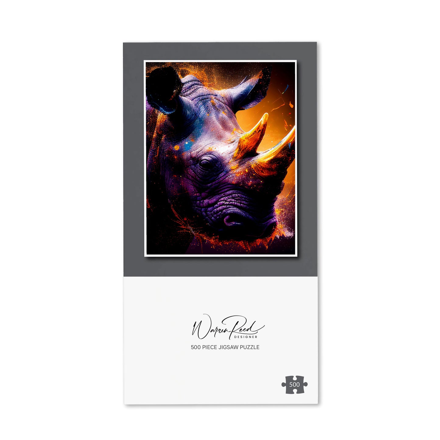 Golden Rhino Face Splashart Jigsaw Puzzle