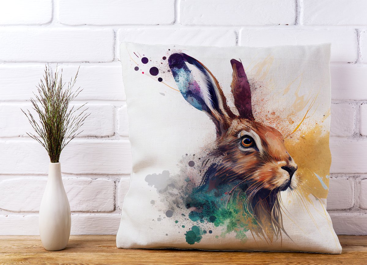 Hare Close Up Splashart Cushions