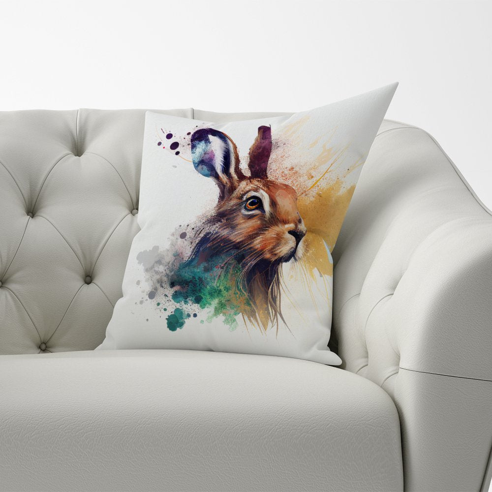 Hare Close Up Splashart Cushions