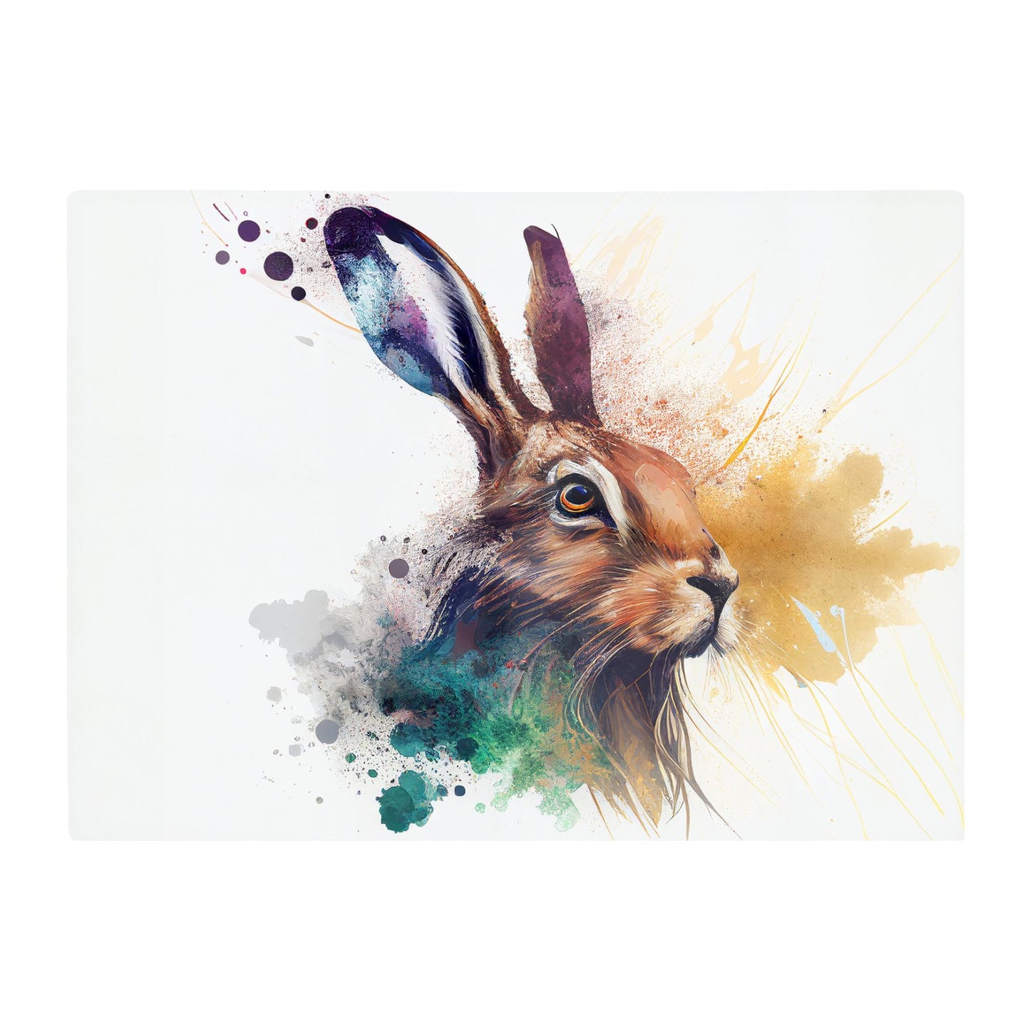 Hare Close Up Splashart Glass Chopping Board