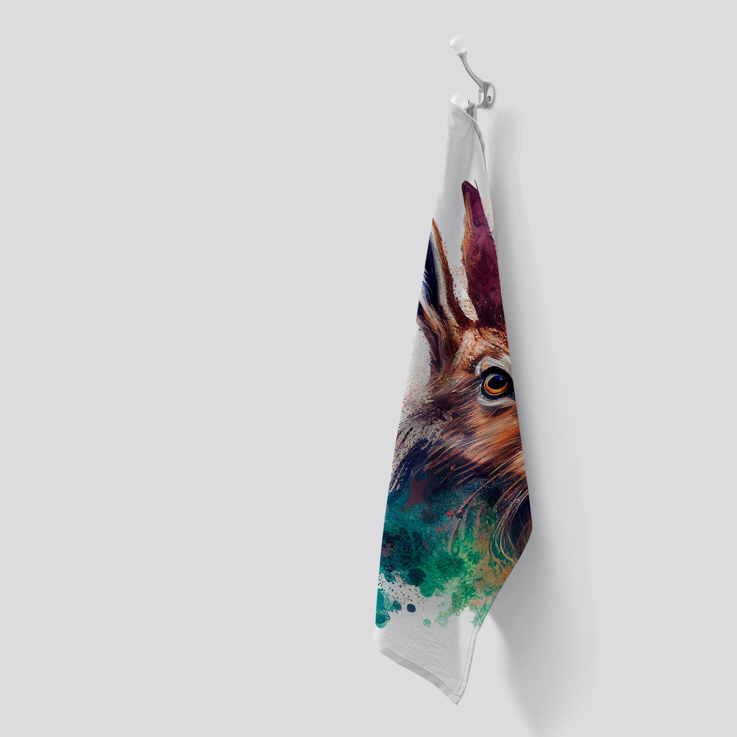 Hare Close Up Splashart Tea Towel