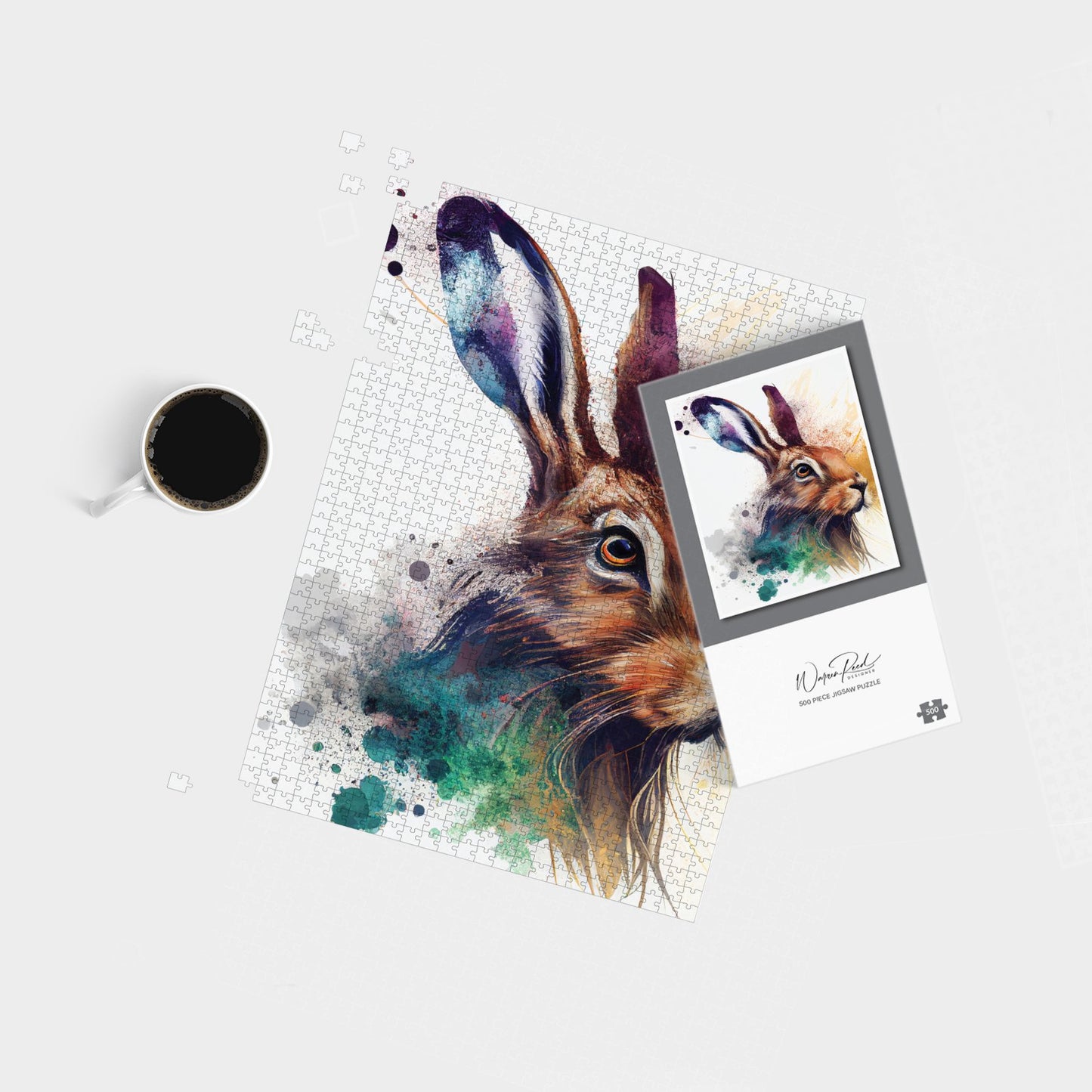 Hare Close Up Splashart Jigsaw Puzzle