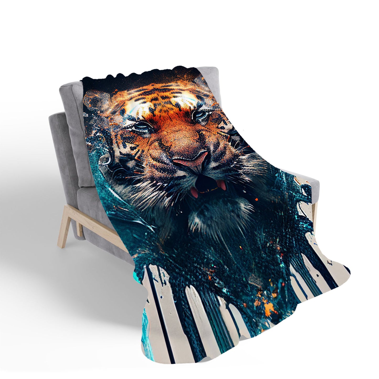 Tiger Face Splashart Sherpa Blanket